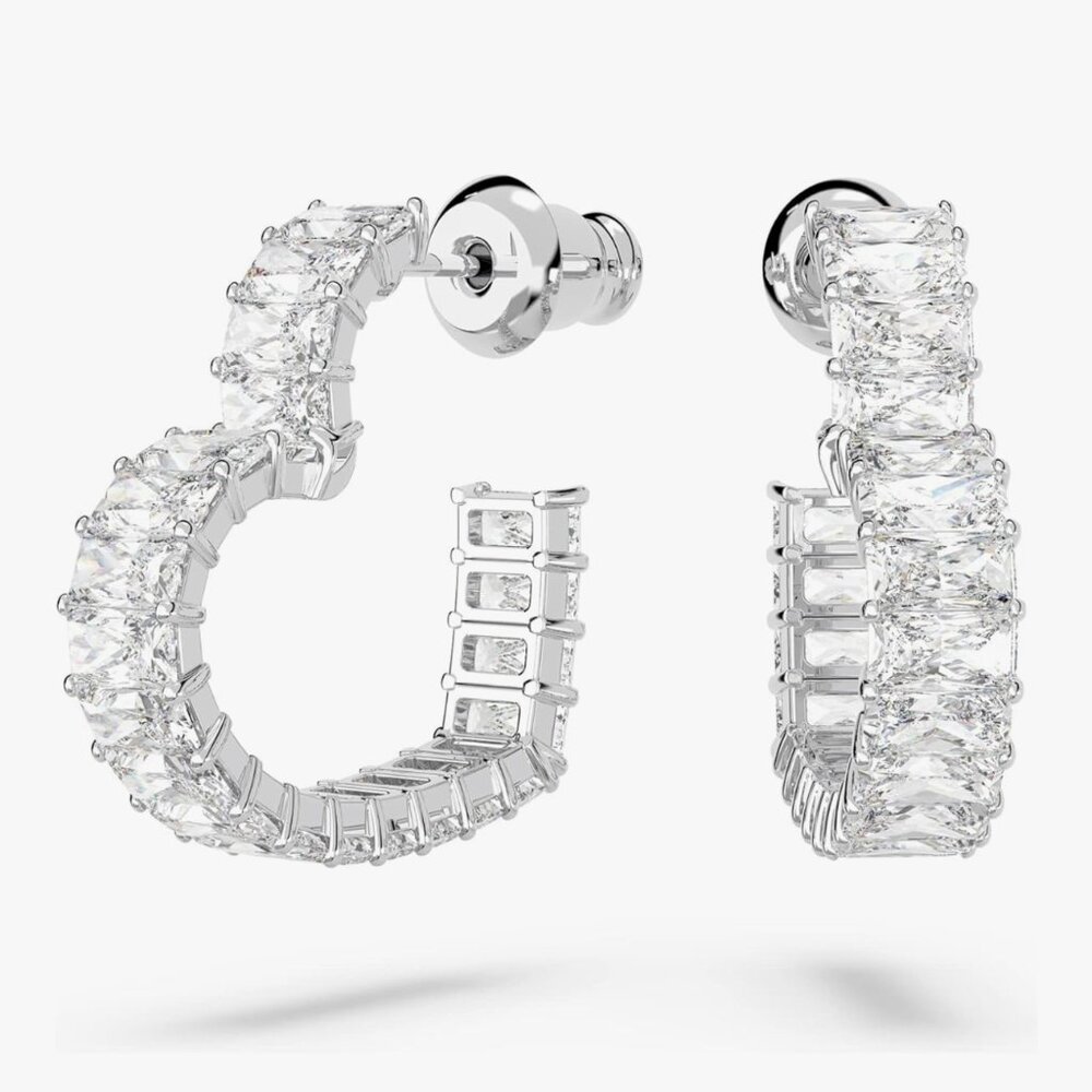 SWAROVSKI Matrix Open Heart Hoop baguette earrings in original box